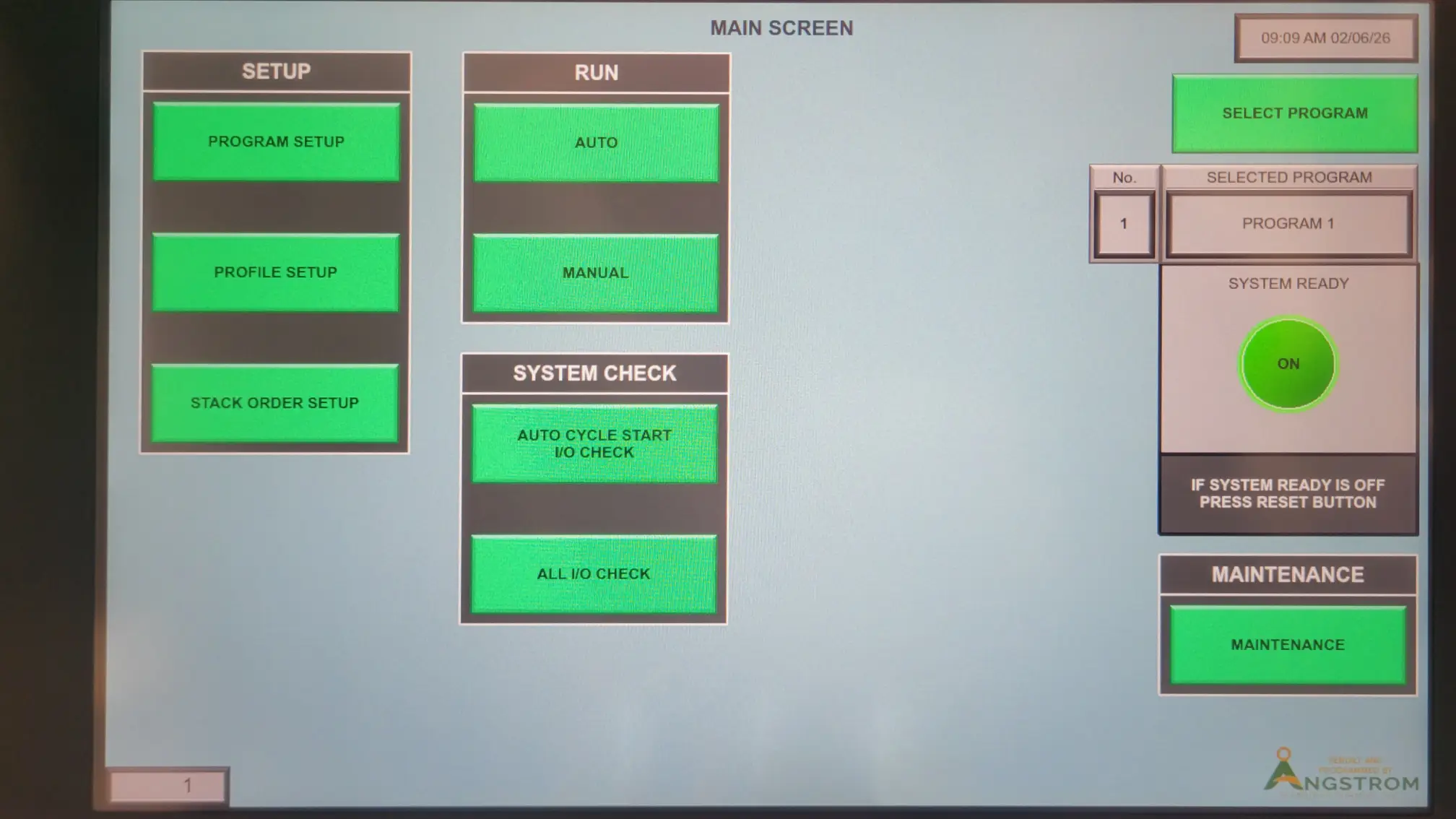 A picture of a custom built machine, specifically the HMI touch screen.